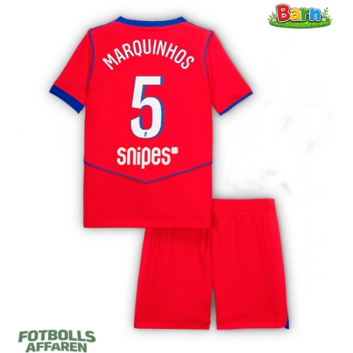 Paris Saint-Germain Marquinhos #5 Tredjeställ Barn 2025-26 Kortärmad (+ Korta byxor)